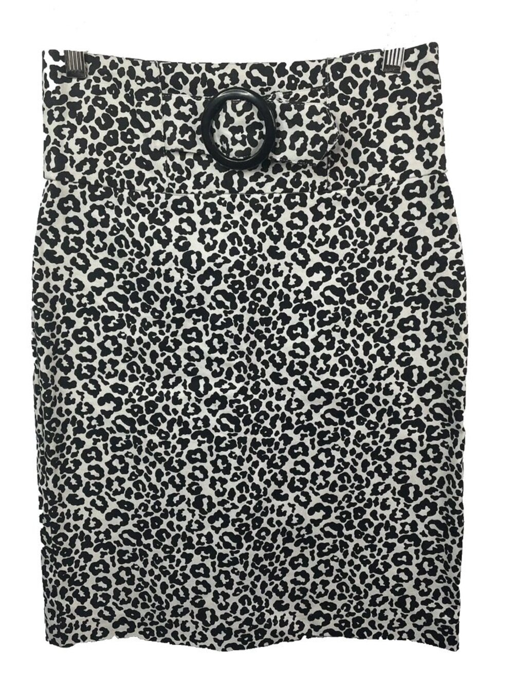 Vintage 80s Styles Pencil Skirt Size S Black White Leopard Print Stretch